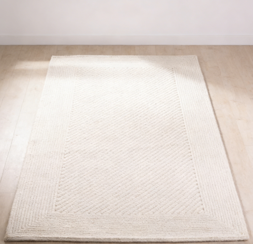 Ivory Handmade Wool Knitted Yarn Rug