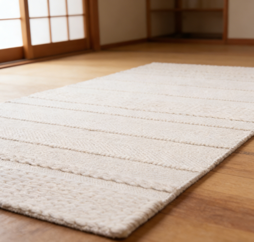 Natural Handmade Wool Knitted Yarn Rug