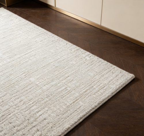 Cream Textured Weave Neutral Knitted Yarn Rug